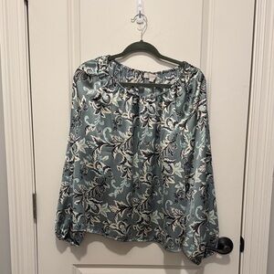 Women’s Satin Blouse - Green and Black